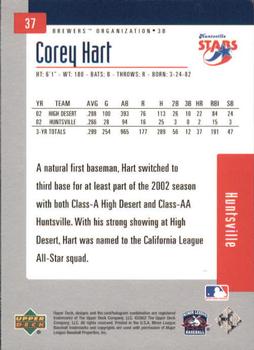2002 Upper Deck Minor League #37 Corey Hart Back