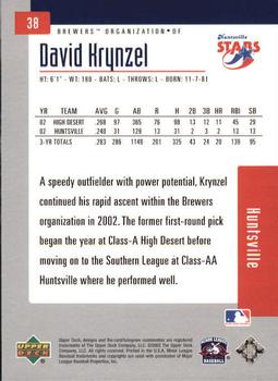 2002 Upper Deck Minor League #38 Dave Krynzel Back
