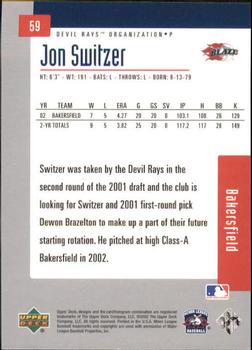 2002 Upper Deck Minor League #59 Jon Switzer Back