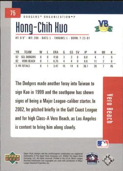 2002 Upper Deck Minor League #75 Hong-Chih Kuo Back