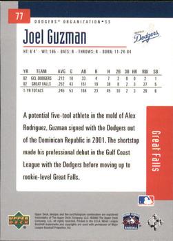 2002 Upper Deck Minor League #77 Joel Guzman Back