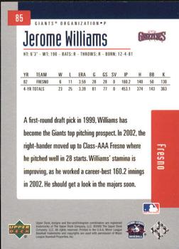 2002 Upper Deck Minor League #85 Jerome Williams Back