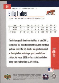 2002 Upper Deck Minor League #96 Billy Traber Back