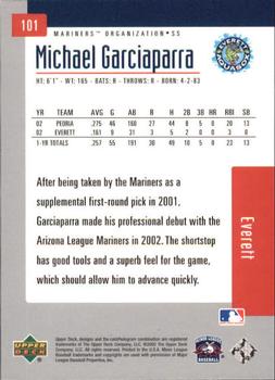 2002 Upper Deck Minor League #101 Michael Garciaparra Back