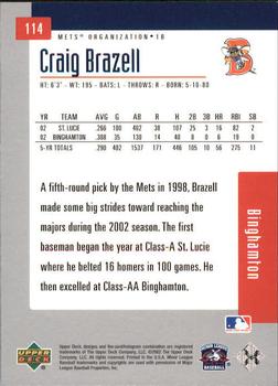 2002 Upper Deck Minor League #114 Craig Brazell Back
