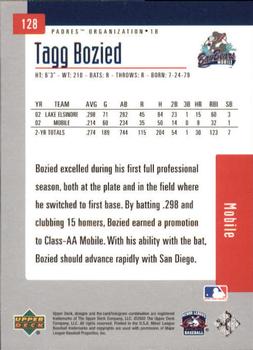 2002 Upper Deck Minor League #128 Tagg Bozied Back