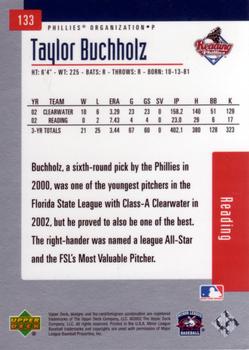 2002 Upper Deck Minor League #133 Taylor Buchholz Back