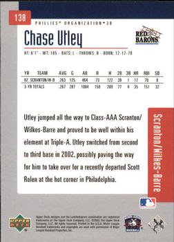 2002 Upper Deck Minor League #138 Chase Utley Back