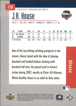 2002 Upper Deck Minor League #139 J.R. House Back