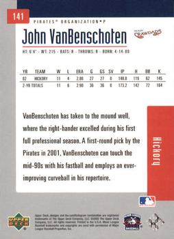 2002 Upper Deck Minor League #141 John Van Benschoten Back