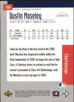 2002 Upper Deck Minor League #160 Dustin Moseley Back