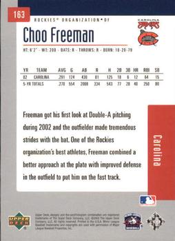 2002 Upper Deck Minor League #163 Choo Freeman Back