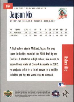 2002 Upper Deck Minor League #164 Jayson Nix Back
