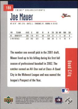 2002 Upper Deck Minor League #188 Joe Mauer Back