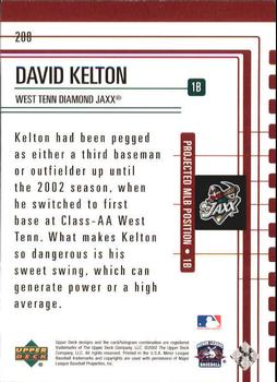 2002 Upper Deck Minor League #208 David Kelton Back