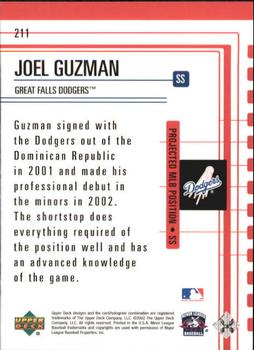 2002 Upper Deck Minor League #211 Joel Guzman Back