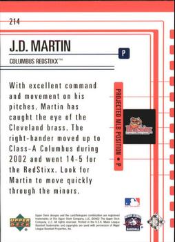2002 Upper Deck Minor League #214 J.D. Martin Back