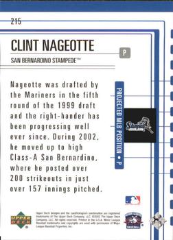 2002 Upper Deck Minor League #215 Clint Nageotte Back
