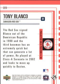 2002 Upper Deck Minor League #223 Tony Blanco Back