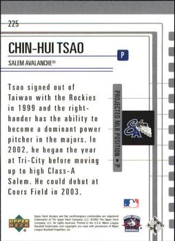2002 Upper Deck Minor League #225 Chin-Hui Tsao Back