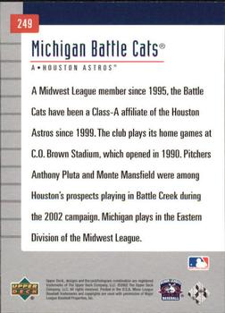 2002 Upper Deck Minor League #249 Michigan Battle Cats Back