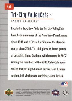 2002 Upper Deck Minor League #250 Tri-City ValleyCats Back