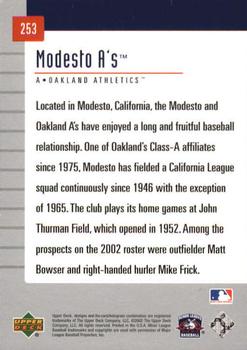 2002 Upper Deck Minor League #253 Modesto A's Back
