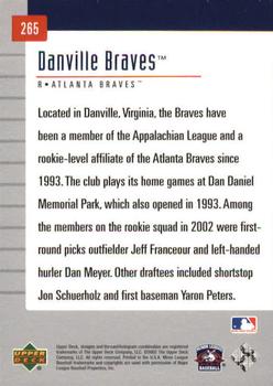2002 Upper Deck Minor League #265 Danville Braves Back