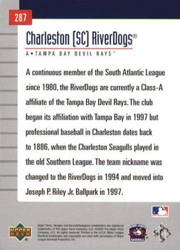 2002 Upper Deck Minor League #287 Charleston SC RiverDogs Back