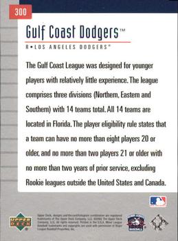 2002 Upper Deck Minor League #300 Gulf Coast Dodgers Back