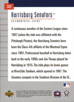 2002 Upper Deck Minor League #302 Harrisburg Senators Back