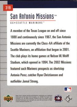 2002 Upper Deck Minor League #319 San Antonio Missions Back