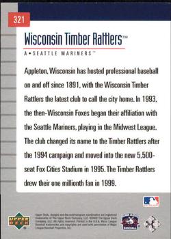 2002 Upper Deck Minor League #321 Wisconsin Timber Rattlers Back
