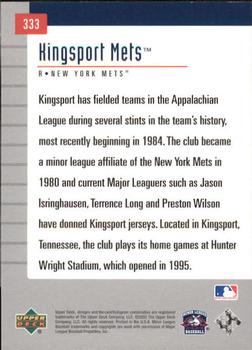 2002 Upper Deck Minor League #333 Kingsport Mets Back