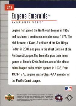 2002 Upper Deck Minor League #343 Eugene Emeralds Back