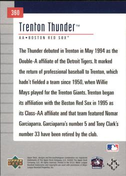 2002 Upper Deck Minor League #360 Trenton Thunder Back