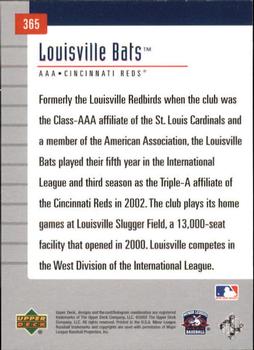 2002 Upper Deck Minor League #365 Louisville Bats Back