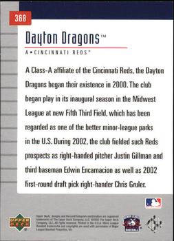 2002 Upper Deck Minor League #368 Dayton Dragons Back