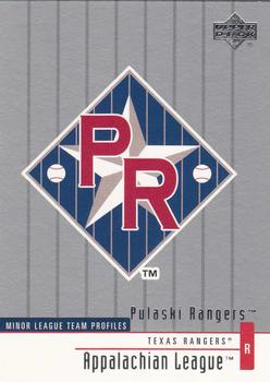 2002 Upper Deck Minor League #358 Pulaski Rangers Front
