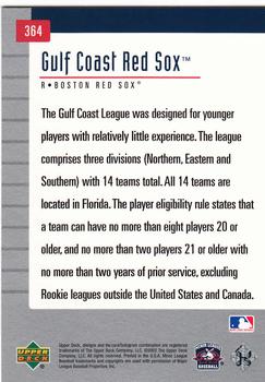 2002 Upper Deck Minor League #364 Gulf Coast Red Sox Back