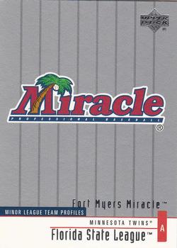 2002 Upper Deck Minor League #387 Fort Myers Miracle Front