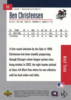2002 Upper Deck Minor League #55 Ben Christensen Back