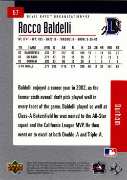 2002 Upper Deck Minor League #57 Rocco Baldelli Back