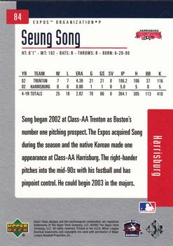 2002 Upper Deck Minor League #84 Seung Song Back