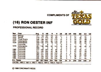 1986 Texas Gold Cincinnati Reds #NNO Ron Oester Back