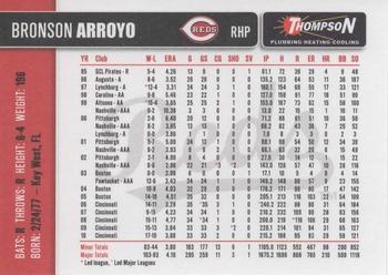 2011 Thompson Plumbing Cincinnati Reds #NNO Bronson Arroyo Back