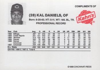 1988 Kahn's Cincinnati Reds #NNO Kal Daniels Back