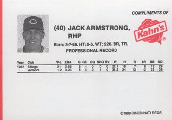 1988 Kahn's Cincinnati Reds #NNO Jack Armstrong Back