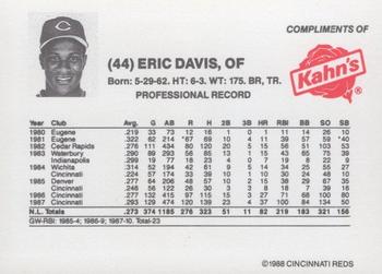 1988 Kahn's Cincinnati Reds #NNO Eric Davis Back