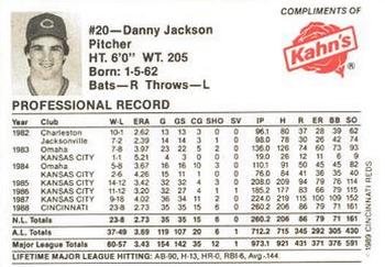 1989 Kahn's Cincinnati Reds #NNO Danny Jackson Back